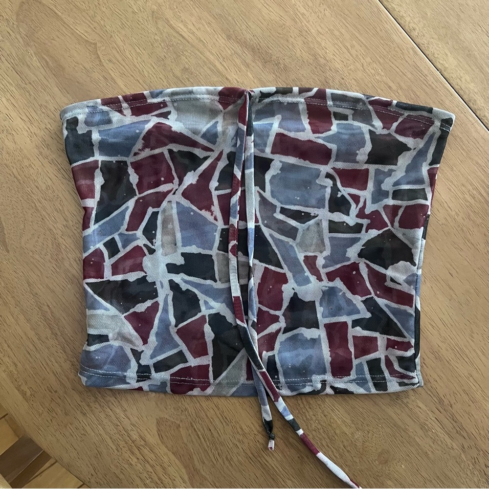 Inamorata Mesh Tube Top Slate Mosaic